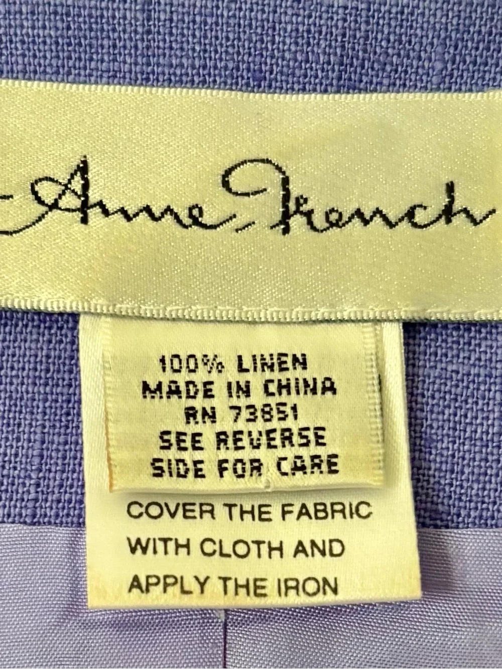 Vintage Anne French 2-Piece Skirt Suit Lavender Linen Floral Lace   8